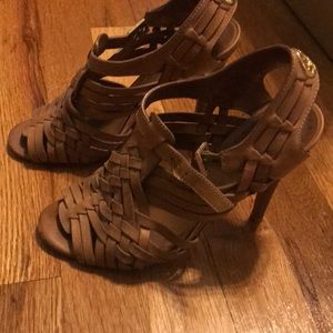 Tory Burch tan leather heel sandals